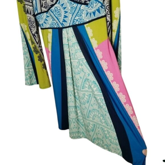 Boston Proper Multicolor Boho-Inspired Long Sleeve V-Neck Dress Size 6 Polyester - Picture 13 of 15